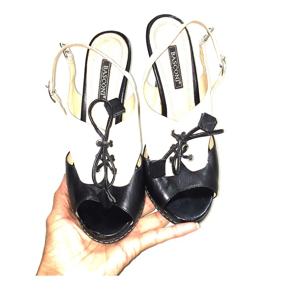 Basconi Shoes - Basconi vintage tuxedo peep toe slingback
